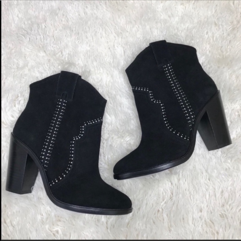 Joie Black Suede Studded Ankle Boots